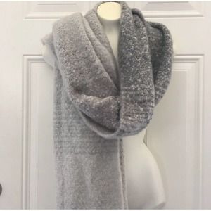 Mer Sea Scarf Wrap Ombre Gray White Fringe Soft Textured Polyester Shawl Winter